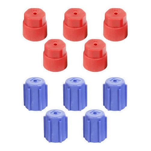 Bylikeho 10Pcs R134a,13mm & 16mm Air Conditioning Service AC System Charging Port Caps,Car Accessories 5 Red High&5 Blue Low R134a Cap A/C Cap,Use for Car Air-conditioning Replacement and Maintenance