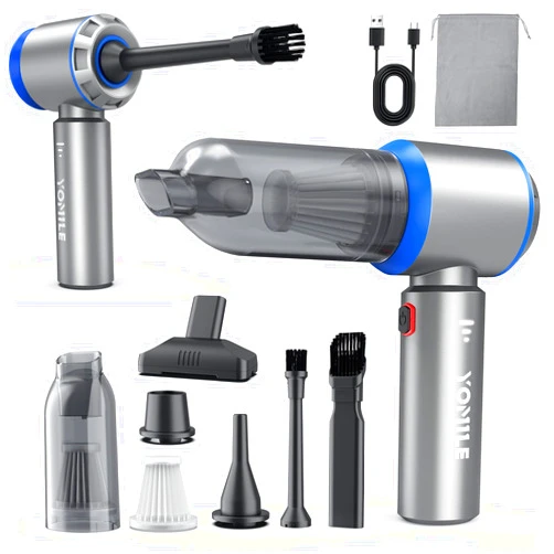 Yomile Mini Vacuum Cleaner, 2 in 1 21000PA Brushless Car Vacuum &210000RPM Air Duster 9000mAh Battery Air Blower Wireless Handheld Vacuum for Car,Office and Home Cleaning