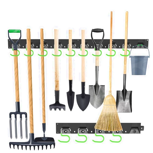 SWANLAKE GARDEN TOOLS SWANLAKE Plastic 64 Inch Adjustable Storage System, Wall Mounted Hooks Tool Organizer，Garden Tool Hangers, Black