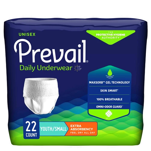 Prevail Adult Incontinence Underwear for Men & Women, Maximum Absorbency, Youth/Small, 22 Count