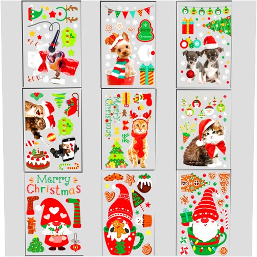 Witwatia Window Clings Sticker, DIY Christmas Animal Puppy Dog Cat Snowman Snowflake for Kids Double Side Pattern Wall Window Decals Living Room Baby Rooms Bedroom House Xmas Party Decoration
