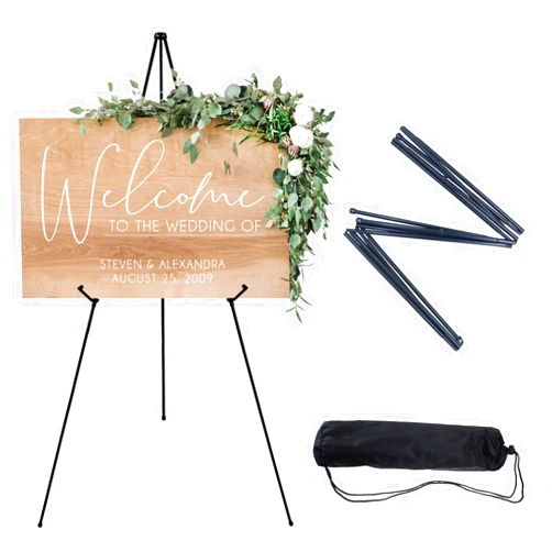 JEAWIWI Easel Stand for Sign 65 in, Lightweight Adjustable Art Easel Stand for Display, Tripod Poster Easel for Painting, Wedding Sign Floor Stand, Black Metal Painting Easel with Portable Bag (1 Pcs)