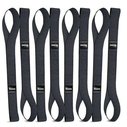 Haccoplanet 8PK Soft Loop Motorcycle Tie-Down Straps, 1.6 x 17inch 10000LB Break Strength, Heavy Duty Tie Down Loops for Securing ATV, UTV, Dirt Bike, Lawn & Garden Equipment (Black)