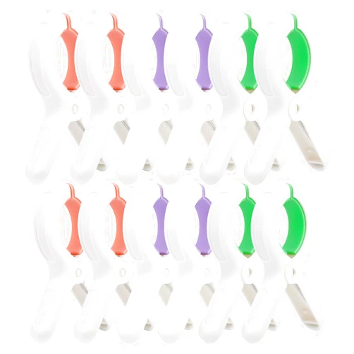 Minyaluck Beach Towel Clips for Chairs Cruise-Clothespins 12 pcs Heavy Duty Laundry Clamps Clothes Pegs Chair Clips Towel Holder Windproof Clothes Pins for Lounge Chair 3 Colors