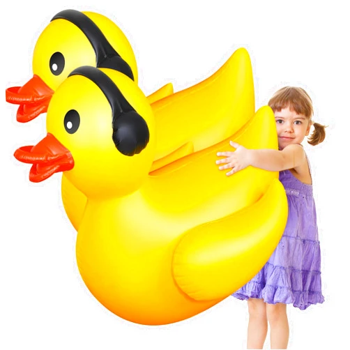 Hungdao 2 Pack 4 Feet Giant Inflatable Duck Huge Rubber Duck Large Blow up Duck Inflatable Duck Pool Float for Kids Summer Beach Swimming Pool Party Decoration (Earphone)