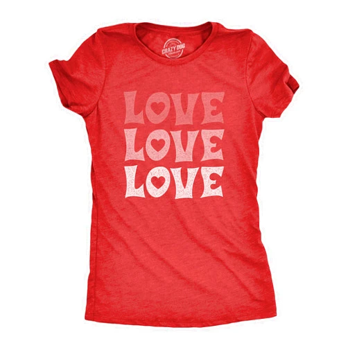 Crazy Dog T-Shirts Womens Valentines Shirts Cute Heart T Shirts Funny Valentines Day Tees for Ladies