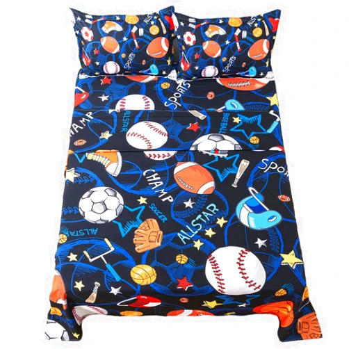 ADASMILE A & S Sports Sheets Queen Size for Boys Kids Football Sheets Set for Teens 4 Piece Football Basketball Baseball Printed Bedding Set Sport Theme Bed Sheet with 2 Sports Pillowcases Home Decor