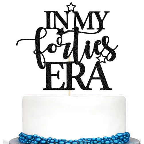 Calarjeta In My Forties Era Cake Topper, Forties Birthday Cake Decorations, Death to My Forties, Rip to My 40s, 50th Birthday Party Decorations, Black Glitter