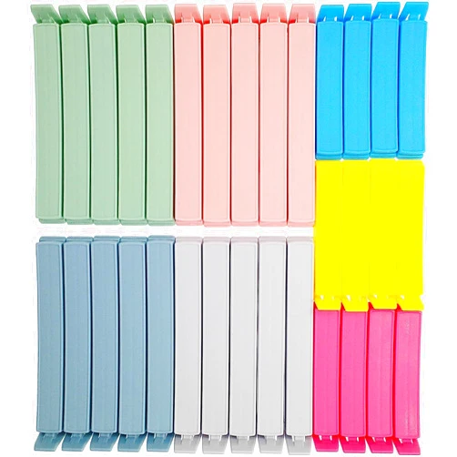 Yarall 32 PCS Plastic Chip Clips for Food Packages, Curved Design Sealing Bag Clips for Food, Kitchen and Home, 2 Sizes(4.3inch x 20, 3.1inch x 12)