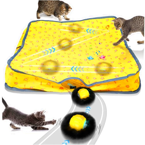 Waaiio Interactive Cat Toys for Indoor Cats, Automatic Moving Cat Ball Toy in Pouch,Chirping & Motion Activated Rechargeable Cat Toy,Hide and Seek Chase Rolling Ball Exercise Game