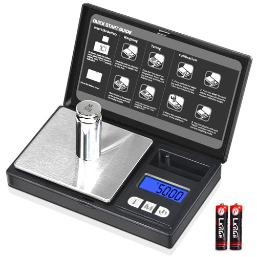 THINKSCALE 𝗚𝗿𝗮𝗺 𝗦𝗰𝗮𝗹𝗲, 𝟮𝟬𝟬𝗴/𝟬.𝟬𝟭𝗴 Mini Pocket Scale with 6 Units, Steelyards, Tare, Scales Digital Weight Grams for Jewelry, Medicine, Coffee, Herb, Cal Weight Included