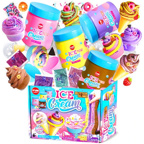 FUN KIDZ 35.16 FL OZ Butter Slime Pack, FunKidz Soft Ice Cream Slime Kit for Girls 6-8 Premade 1040 ML Slime Toys Birthday Gifts Party Favor for Kids Age 6-12