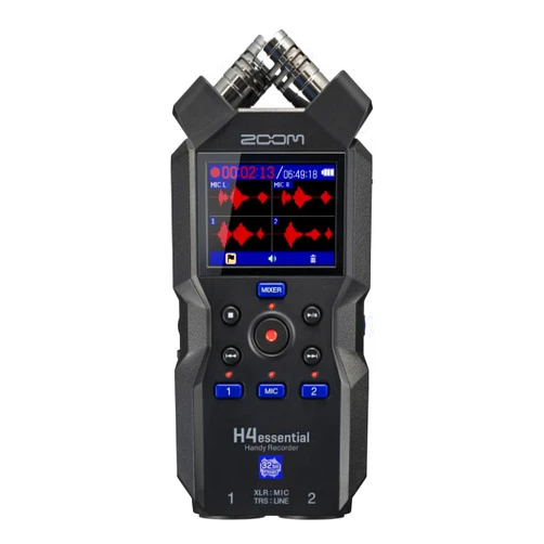 Zoom H4essential 4-Track Handy Recorder (2024 Model, Essential Series) with 32-Bit Float, Accessibility, Stereo Microphones, 2 XLR/TRS Combo Inputs, USB Interface, for Musicians, Podcasters, and More