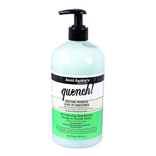 Aunt Jackie's Curls and Coils Quench, Large 24oz Family Sized Pump, Moisture Intensive Leave-In Hair Conditioner for Natural Curls, Coils and Waves, Enriched With Shea Butter, Green…