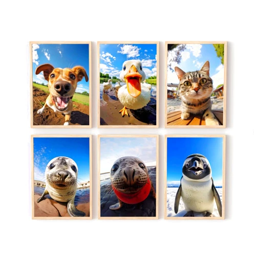 TKIEBTDID Animal posters wall art 6 Pieces Educational Preschool Posters, Sea Lion,Walrus,penguin,dog,cat,Duck, Wall decoration of children's rooms Set of 6 (8”X12”) Unframed