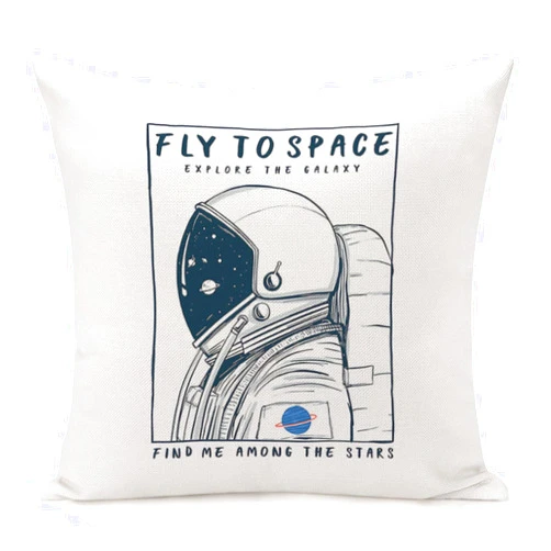 MURUFUL Throw Pillow Cover 18x18 Inch，Astronaut In Space Square Throw Pillow Cases，Universe Funny Animal Doodle Bear Fashion Moon Vintage Cartoon Cosmos Cute Fun Polyester Throw Cushion Cover For Couch Sofa