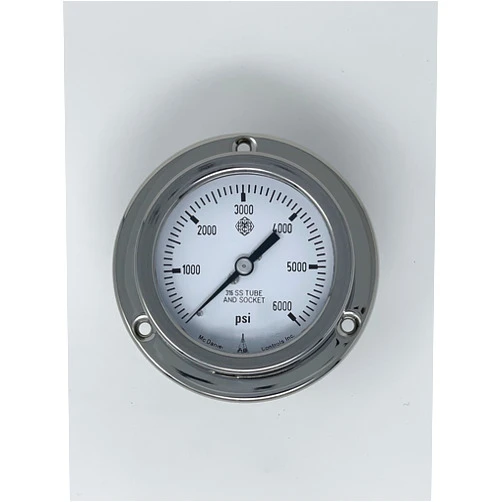 McDaniel Controls K6KP | McDaniel Model K All Stainless Gauge, Dial : 2 1/2'' (63mm), 1/4'' NPT : Male, 0 to 6,000 psi, Flange Face Panel Mount Lower Back