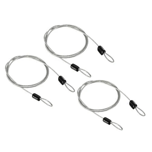PATIKIL Security Cable 2.5mm x 1m/3.3ft, 3 Pack Coated Luggage Lock Wire Rope with Double Loop, Clear