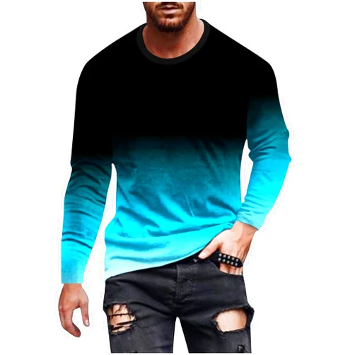 Muscularfit Sweatshirts for Men 2024 Gradient Color Long Sleeve Crewneck Shirts Causal Fashion Athletic Gym Workout Tee Tops