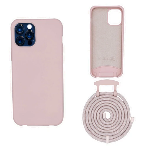 HoldingIT Crossbody Phone Case with Detachable Lanyard Compatible with iPhone X/XS, XS Max, XR, 2-in-1 Hands Free iPhone Cover with Drop Protection, Adjustable Rope Pink