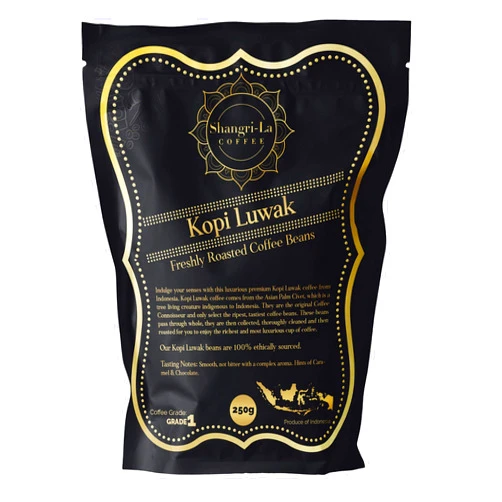 Shangri-La Coffee - Wild Kopi Luwak Coffee - Sustainably Sourced (from Indonesia) - Whole Bean and Ground Beans in Various Weights Available Ground 8.81 Ounce (Pack of 1)