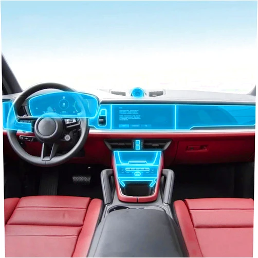 CKLS Car Interior Center Console Transparent TPU Protective Film Anti-Scratch Repair Film Accessories PPF,for Porsche Cayenne 2024