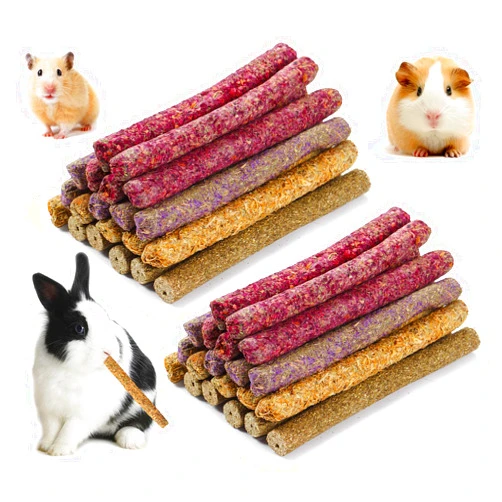 PStarDMoon Rabbit Chew Toys for Teeth, Timothy Grass Carrot Sticks for Guinea Pig Hamster Chinchilla Squirrel Bunny Small Rodent Animals (40 pcs)