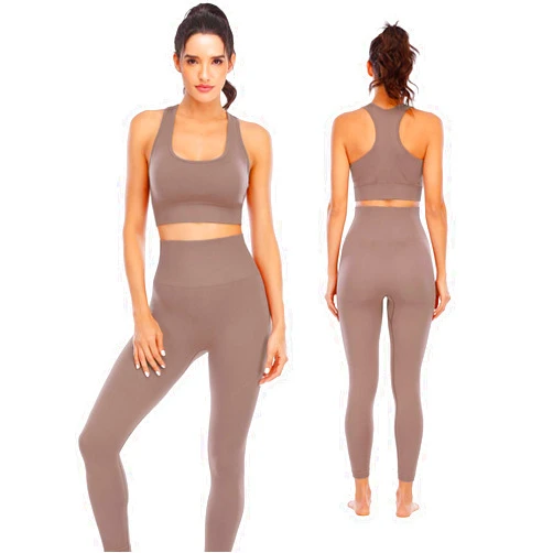 NOVA ACTIVE Workout Sets for Women 2 Piece High Waisted Seamless Leggings with Padded Stretchy Sports Bra Sets Gym Clothes