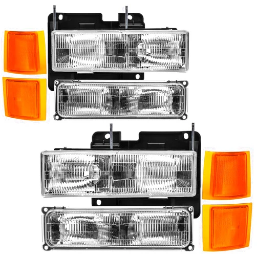 REINKO Headlight Assembly Compatible with 1994-1998 OBS Chevy C/K Series 1500 2500 3500, 94-98 Silverado/Tahoe/Suburban