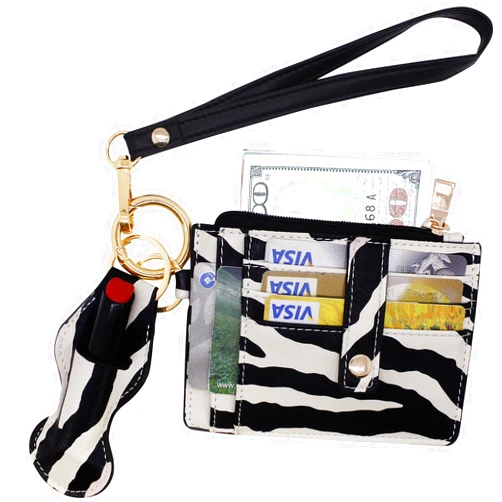 Hisuper Wristlet Bracelet Keychain Wallet Slim Pocket Credit Card Holder Bangle Key Ring for Women Car Keys ID Badges Lipstick Card Holder Chapstick Wrist Lanyard Wallets Key Chain