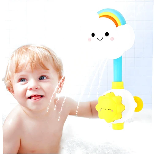 Liberty Imports Electric Shower Bath Toy Sprinkler Head - Rainbow Cloud Spray Water Baby Toddler Toy for Kids Bathtub and Bathtime Fun