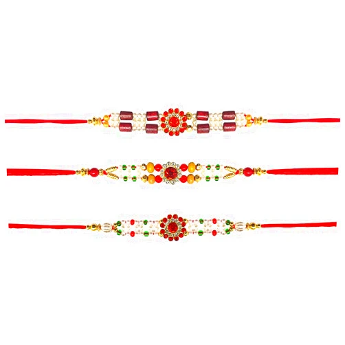 Tuelip Gifts Designer Rakhi for Brother, Rakhi Bracelet Brother Handmade Rakhi Thread Raksha Bandhan Rakhi, Wrist Bands for Loving Sibling/Brother Sister, Father, & Friends, Set of 3