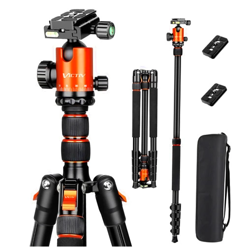 VICTIV Camera Tripod 81 inches Monopod, Heavy Duty Tall DSLR Tripod, Professional Aluminum Tripod Stand with 360 Degree Ball Head for Travel and Photograghy, Compatible with Canon Nikon Sony