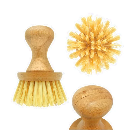 Lola Products Eco Clean Vegetable Brush With Comfort Bamboo Knob | Durable Poly Fiber Bristles | Handle is Made of Natural Bamboo | Fibers Made from Recycled Soda/Water Bottles | Eco-Friendly | 1 Pack