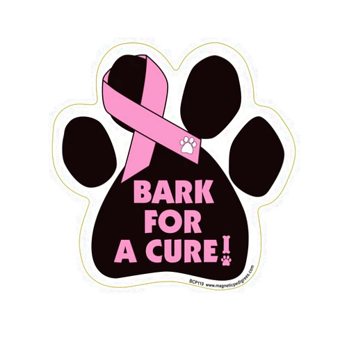 Pet Gifts USA Bark For A Cure - Breast Cancer Paw Support Ribbon Car Truck & Mailbox Magnet