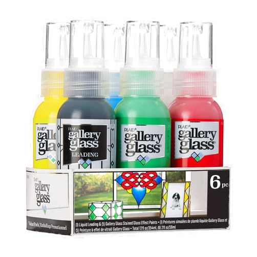 Gallery Glass, Basic Stained Kit, 6 Piece Glass Paint Set for DIY Arts and Crafts, Perfect for Beginners and Artists, 1 Count (Pack of 1)