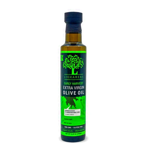 Liokareas Early Harvest Extra Virgin Olive Oil - Greek - Organic - OU Kosher Certified - NonGMO - Gluten Free - Paleo - Keto - Cold Pressed - Single Sourced - First Pressed - Premium - Ultra Premium - Low Acidity - 2022 International Award Winner