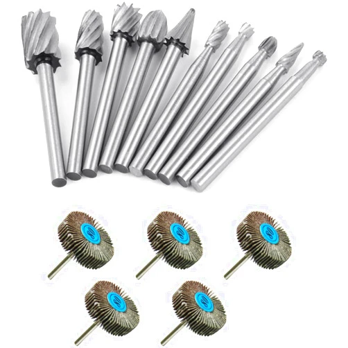 Jenoco Wood Carving Bits For Dremel Rotary Tool Woodworking Bit Set Shaping Burrs Carver Burs Sculpting Burr Rasp Drill Cutting Bur Kit With Flap Wheels Grooving Grinding 3mm Shaft Die Grinder 1/8 Inch Shank