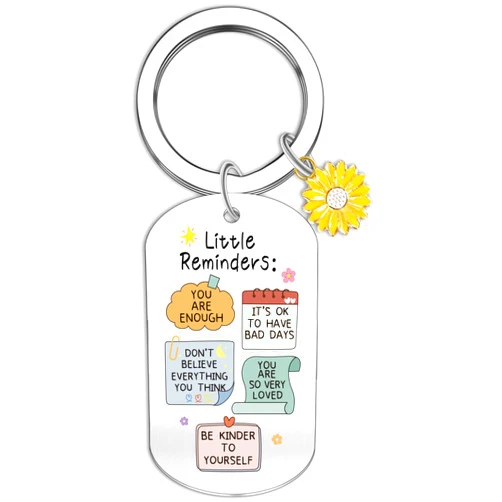 EoBeCy Mental Health Key Gifts Set: Little Reminder Key Chain for Women, Inspirational Keyring
