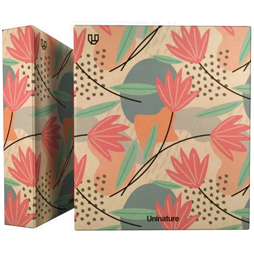 Unipapel | Recycled Kraft Ring Binder | A4 | 4 Mixed Rings 40 mm | Uninature Design | Flowers | FSC Recycled 100%