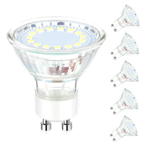 Maylaywood GU10 LED Light Bulbs, 50 Watt Halogen Equivalent, 6000K Cool White, Non-Dimmable, 450LM, 4W Replacement Recessed Track Lighting, 5-Pack