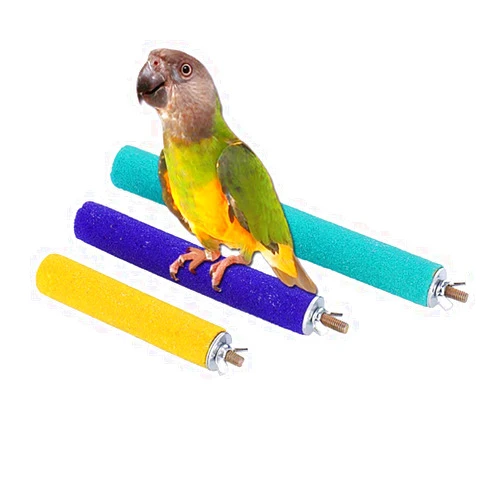 PINVNBY PIVBY Wood Bird Cage Perch Colorful Parrot Stand Toy Platform Paw Grinding Stick for Amazon Parrot Bird Colors Vary Pack of 3