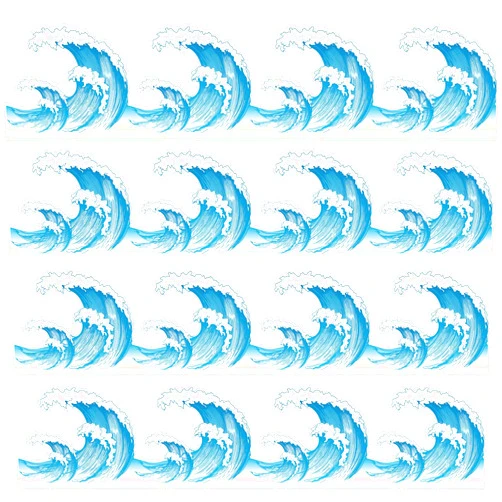 Whaline 69Ft Waves Bulletin Board Border 60Pcs Ocean Beach Themed Classroom Decorations Blue White Trim Border Self-Adhesive Label Sticker for Back to School Bulletin Boards Office Chalkboard Decor