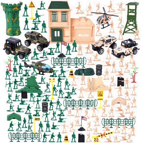 3 otters 250PCS Army Men Military Set, Plastic Army Men Toys Action Figures Military Soldier Playset for Boys Birthday Easter Gift