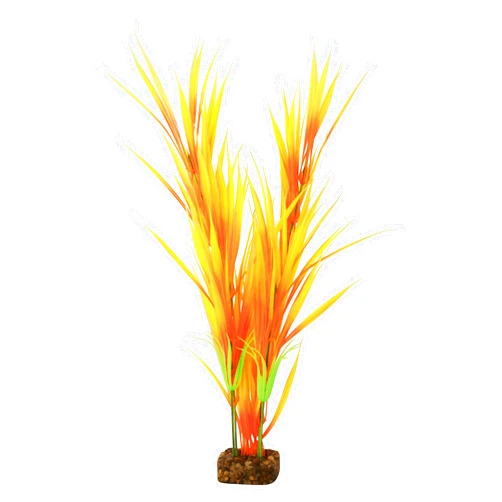 GloFish Plant Aquarium Décor, Orange and Yellow Large, Fluorescent Under Blue LED Light