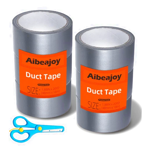 Aibeajoy Duct Tape 1.88 Inch X 20 Yards *6 Rolls*Silve Duct Tape Colors Waterproof Duct Tape Colored Duct Tape Multipack for Arts Heavy Duty Duct Tape Color Duct Tape Rolls