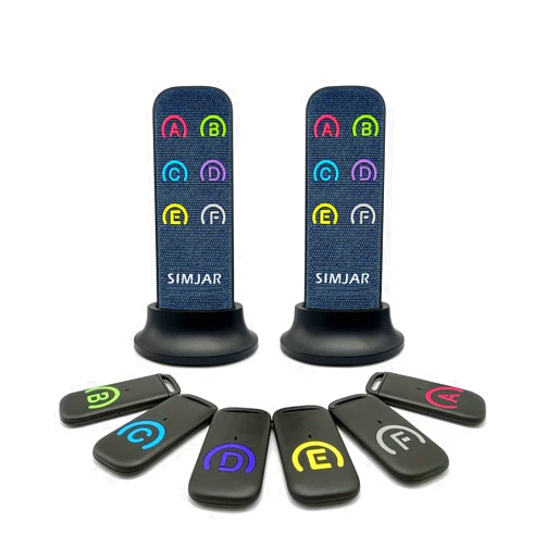 SIMJAR Key Finder with Thinner Receivers & Advanced Fabric Remotes, SIMJAR 80dB+ RF Item Locator with 131ft Working Range, 2 RF Transmitter & 6 Receivers