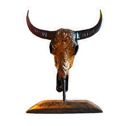Mukemel Boho Bull (12 in, decoration unique design, fear nothing, gift sculpture, African animal, bronze color, art) Mukemel Designs -BTC0162