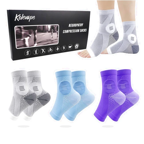 KOLEVAPE 3 Pairs Neuropathy Socks for Women & Men,Nano Comprex Ankle Sleeves Protection Elastic Socks,Soothe Socks for Neuropathy Pain,Anti Fatigue Compression Foot Sleeve Brace Socks