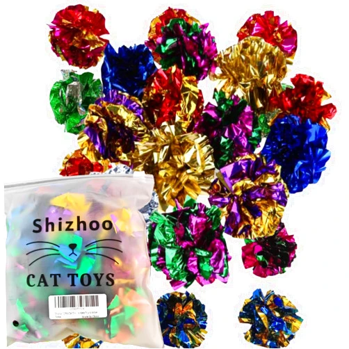 Shizhoo Large 12 Pcs Cat Crinkle Balls, Original Mylar Cat Balls Crinkle Cat Toy, Bright Colors Cat Toys to Attract and Engage indoor Cats, Promote a Healthy Lifestyle for All Breed Sizes Cats